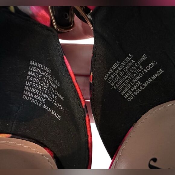 Just Fab Platform Floral Open Toe Heels Size 8 Women’s Red Rose Flower - Picture 4 of 11